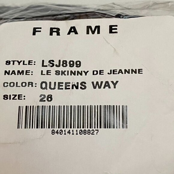 Frame Le Skinny De Jeanne Queens Way Sz 26 NWT - Picture 8 of 12